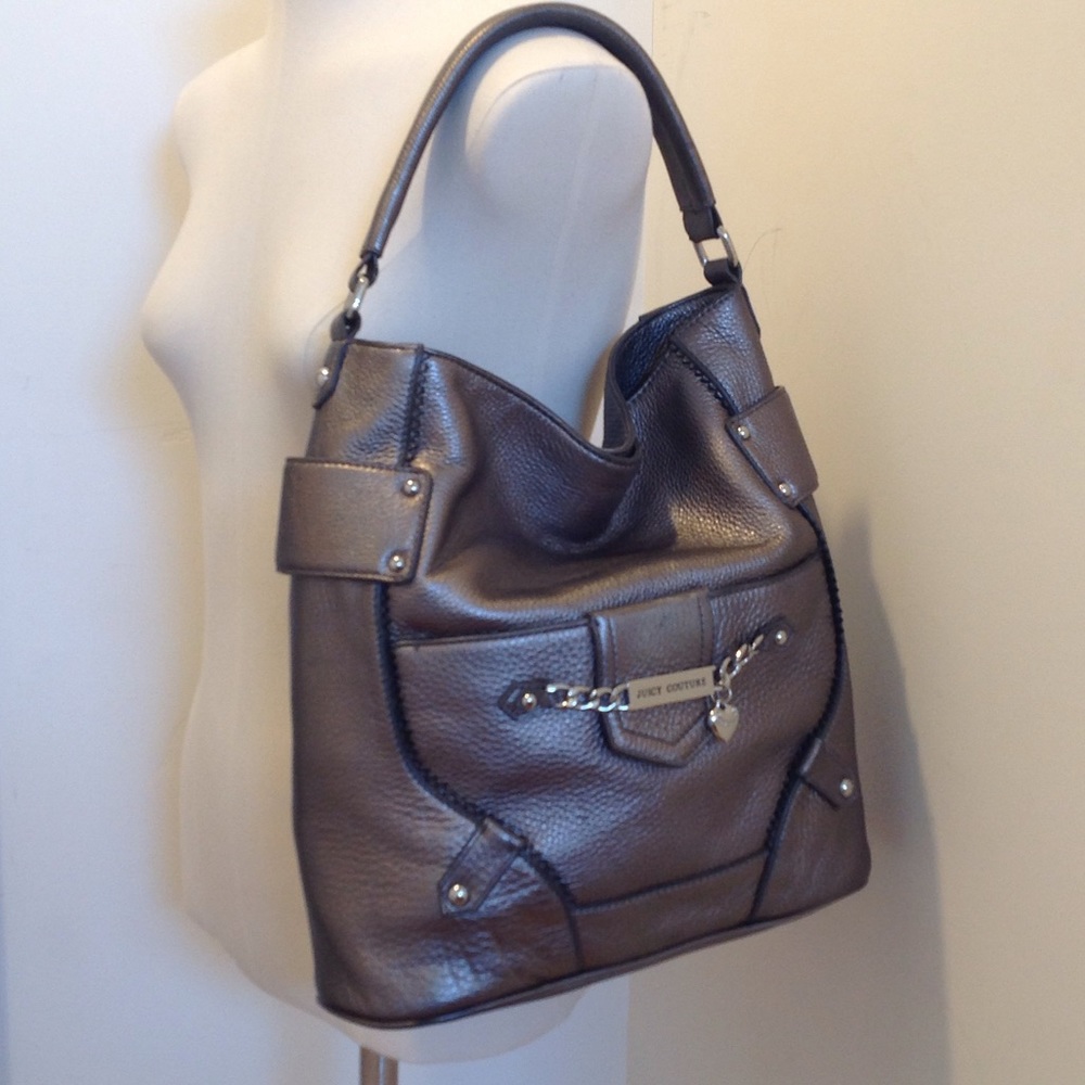 Juicy Couture pewter leather handbag